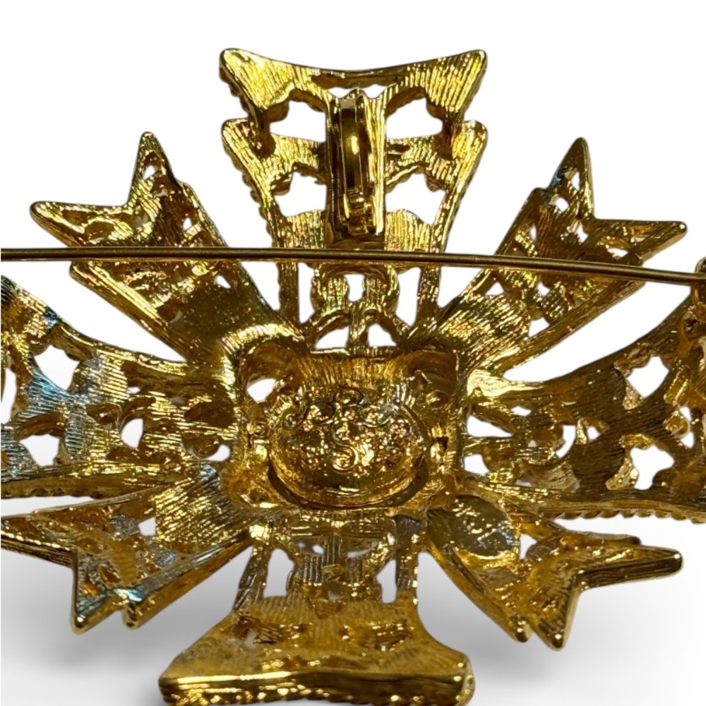 Vintage Signed Kenneth Jay Lane Gold With Crystal… - image 4